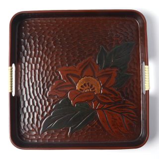 Japonský podnos. 26 cm x 26 cm. Podnos vhodný na čaj či jídlo. Vyrobený v Japonsku v 70. letech ze směsi drceného dřeva a...