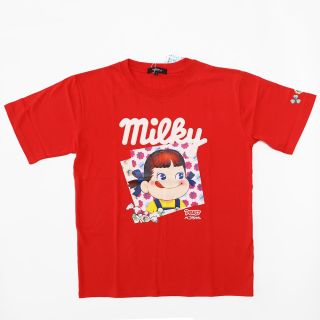 Tričko Milky s Peko-čan. S ikonickým maskotem mlsných jazýčků. Velikost S. Peko-čan, maskot sladkostí Milky a společnosti...